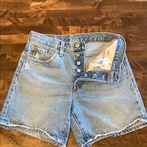 Levi’s 501 Blue Jean Shorts with Distressed accents button fly size 27